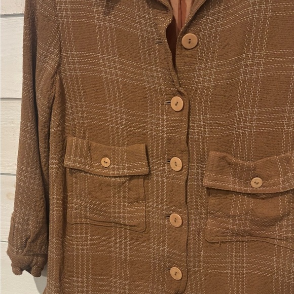 Oscar de la Renta Brown Plaid Blazer, button down in size 6 - Picture 2 of 16
